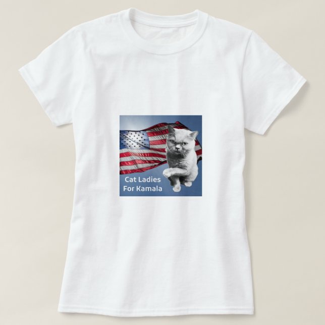 Gato-damas para camiseta Kamala (Frente do Design)