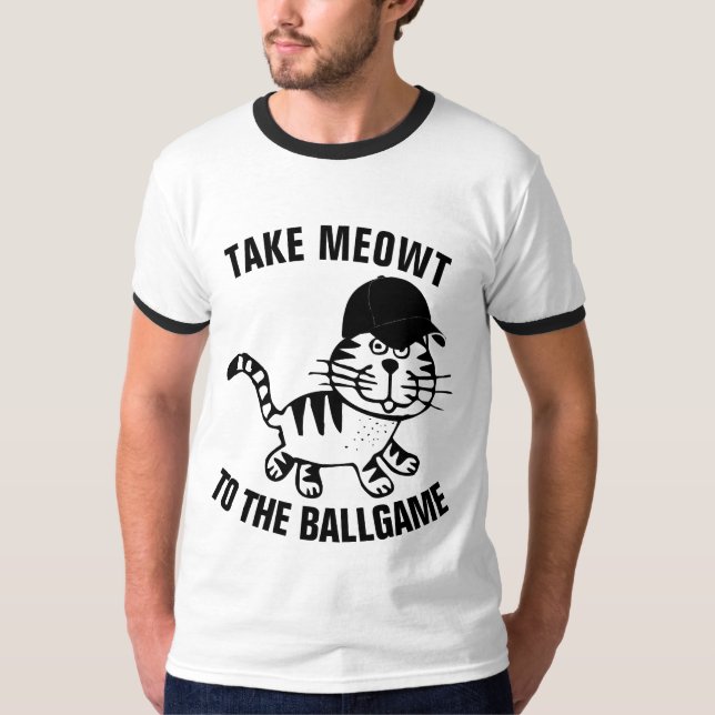 Gato de basebol, LEVE MEOWT PARA A T-Shirts DE BAL (Frente)