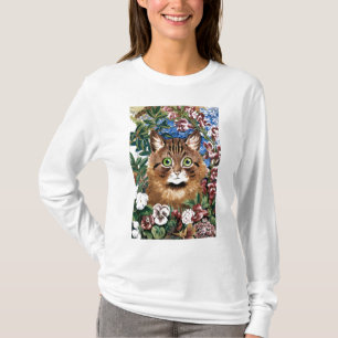 Gato de Brown entre o t-shirt das flores