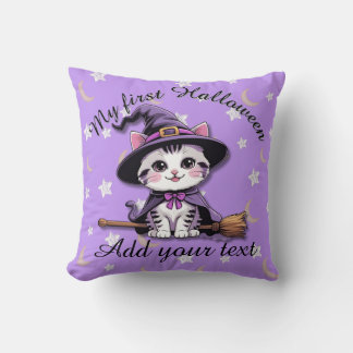 Gato de Bruxa Kawaii – Almofada de Arremesso de Ha