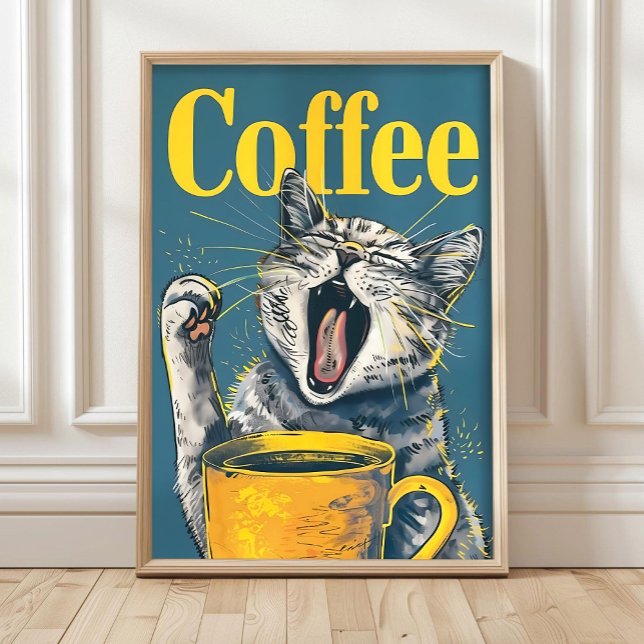 Gato de Café Fofo e Divertido Impressão â€“ Dopami (Criador carregado)