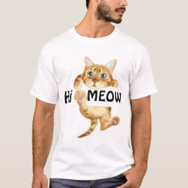 Gato de Cartoon "Oi Meow" Engraçado T-Shirt