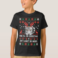 Gato de Chifre Bravo Camiseta Feia de Natal Divert