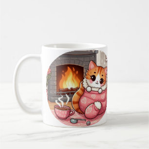 Gato De Comprimido Quente Em Uma Caneca De Café De
