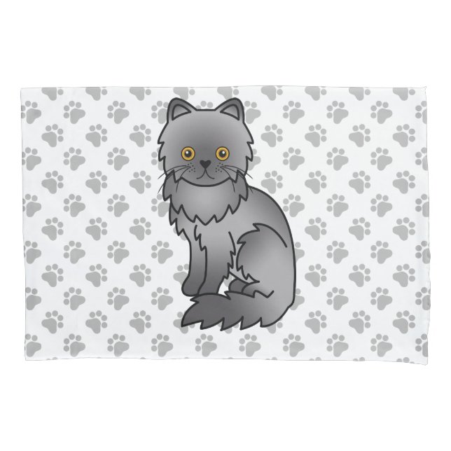 Gato de desenho animado fofo persa azul & patas (Frente)