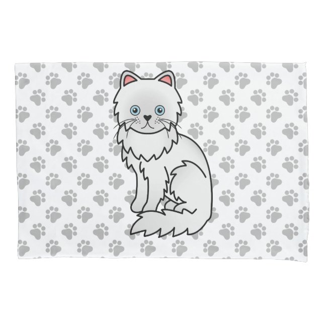 Gato de desenho animado fofo persa branco & patas (Frente)