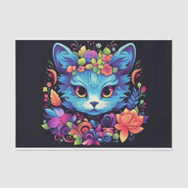 Gato de dissociação bonito ama o papel tecidos (Frente )