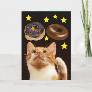 GATO DE ESPAÇO COM CARTÃO DE ANIVERSÁRIO DE ROS