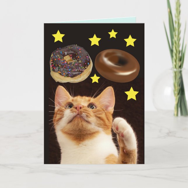 GATO DE ESPAÇO COM CARTÃO DE ANIVERSÁRIO DE ROSQUI (Frente)