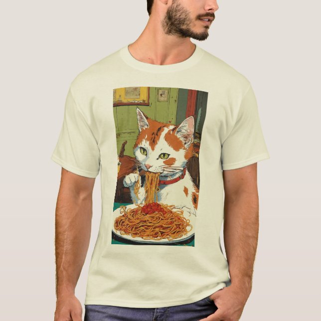 Gato De Esparguete Whimsical - Camisa T Inspirada  (Frente)