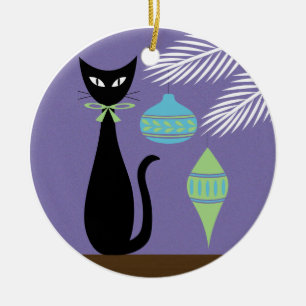 Gato de Férias de Meados do Século com Enfeites 2