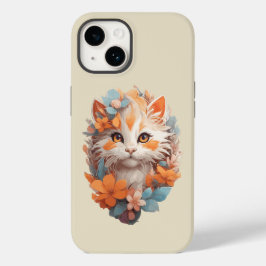 Gato De Gato De Gato Floral De Cor Laranja Boca