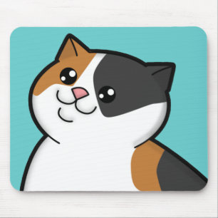 Gato de gato malhado gordo feliz Mousepad da chita