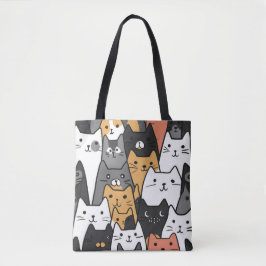Gato de Gato Moderno Rosto Tote Bag - Gato de Cart