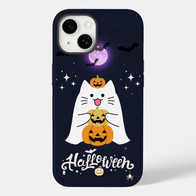 Gato de Halloween ao Luar – Noite Assustadora e Do (Verso)