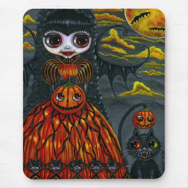 Gato de Halloween Fairy Mousepad (Frente)