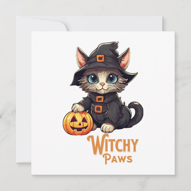 Gato de Halloween Patas Bruxa (Frente)