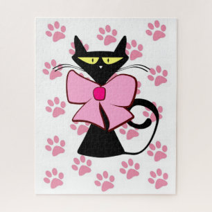 Gato de impressões de pata rosa quebra-cabeça