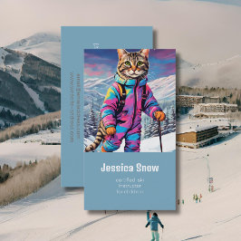 Gato de inverno Jazzy - cartão de visita de ski