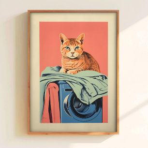 Gato de Lavanderia Impressão Rosa Impressões de Ba