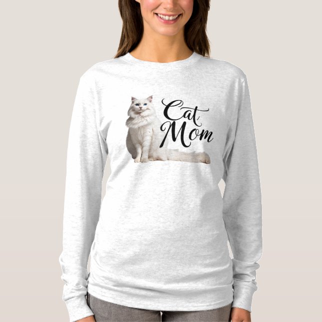 Gato de Maine Branca, Gato de Mãe, Camisa de Mãe (Frente)