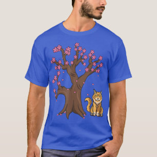 Gato de Maine japonês Mamãe Cereja Flor T-Shirt