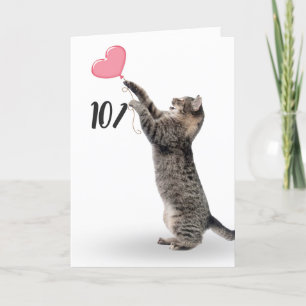gato de mesa para o cartão de aniversário de 101