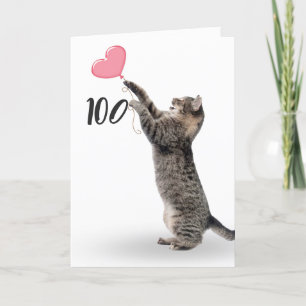 gato de mesa para o centésimo cartão de anivers