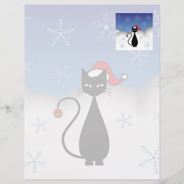 Gato de Natal com Flocos de Neve (Frente)