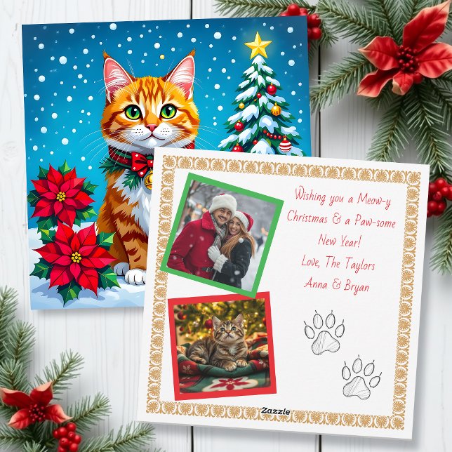 Gato de Natal e Modelo de Foto com Duas Imagens de (Criador carregado)