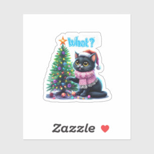 Gato de Natal engraçado O que com o adesivo de árv