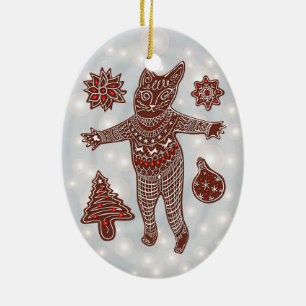 Gato de Pão de Mel & Biscoitos Enfeite de Árvore d