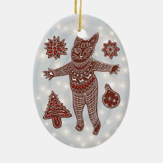 Gato de Pão de Mel & Biscoitos Enfeite de Árvore d