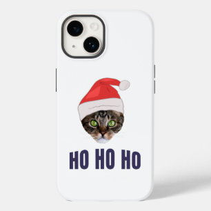 Gato de papais noeis com chapéu de Papai Noel, Ho