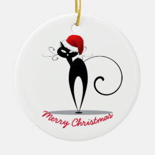 Gato de Papais noeis enfeites de natal