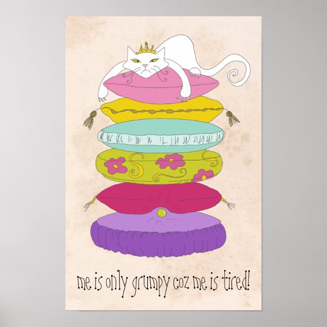 Gato de princesa rabugenta e posters coloridos de  (Frente)