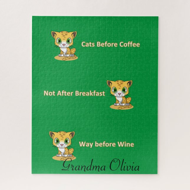 Gato De quebra-cabeça Antes Do Café De Vinho (Vertical)