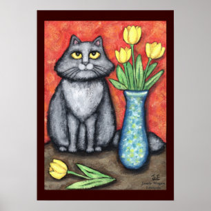 Gato de racum de Maine com impressão da arte das