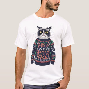Gato de Suéter de Natal Feio de Camisa T