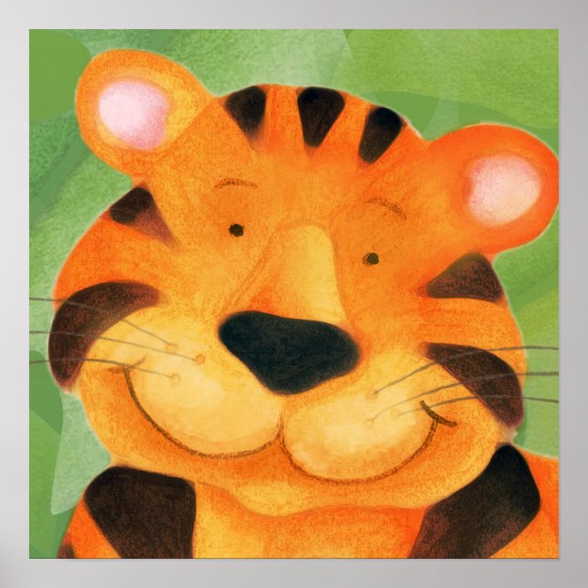 Gato de tigre feliz, poster impressão (Frente)