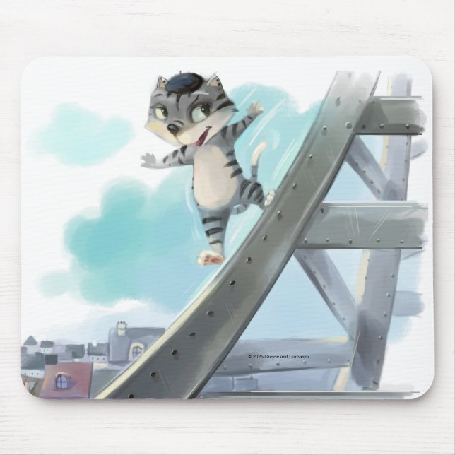 Gato Desliza Torre Eiffel – Mouse Pad Paris (Frente)