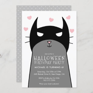 Gato do bastão do convite de aniversário   do Dia