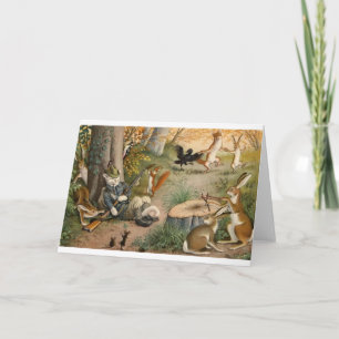 Gato do caçador do vintage no cartão de nota das