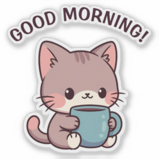 Gato do Café da Manhã – Adesivo Adorável para Aman