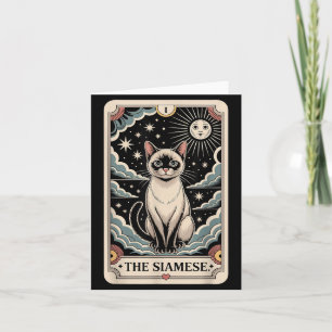 Gato do Cartão de Tarot Halloween O Siames