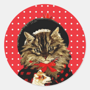 Gato do natal vintage que guardara a etiqueta do