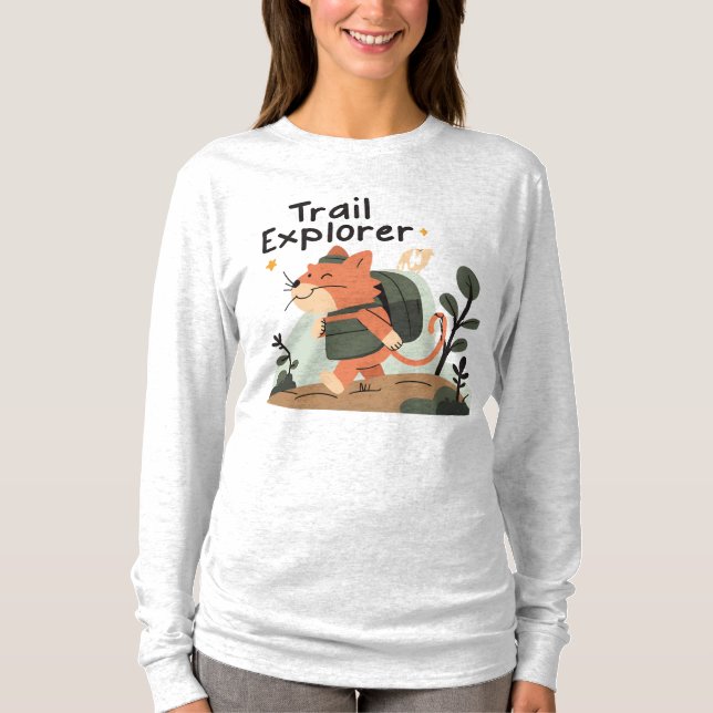 Gato do Trail Explorer - Camisa T Clássica (Frente)