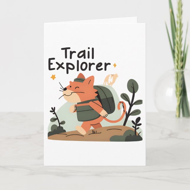 Gato do Trail Explorer - Cartão de Saudação (Frente)