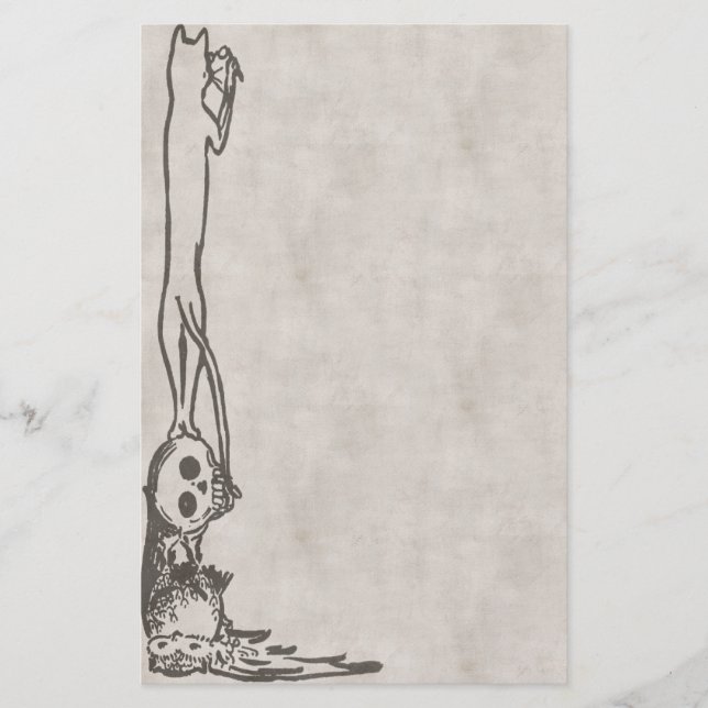 Gato do vintage, crânio & artigos de papelaria da (Frente)