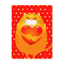 Gato doce apaixonado, cartão postal